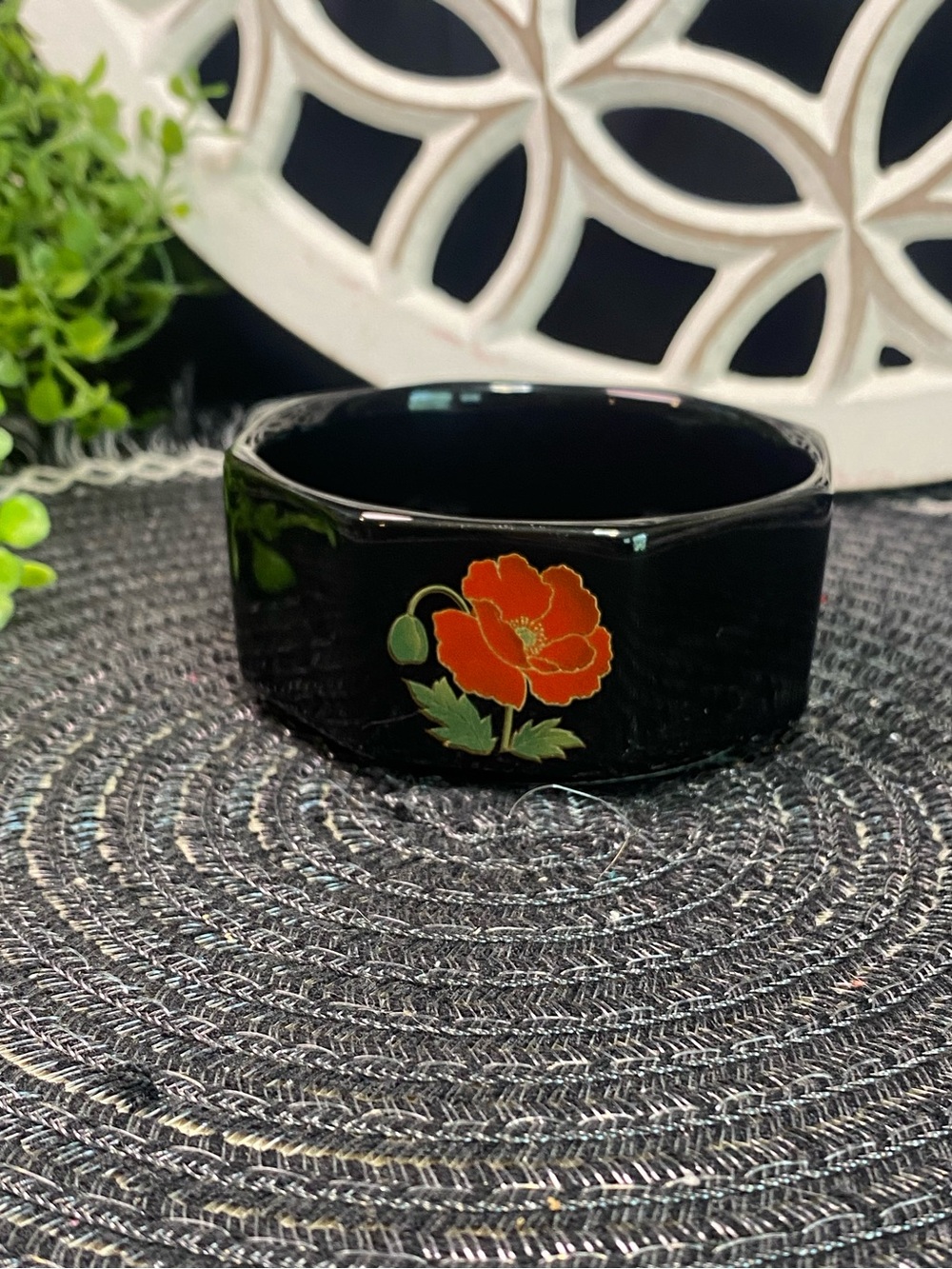 Red Poppies Japanese Fine China Trinket‎ Dish